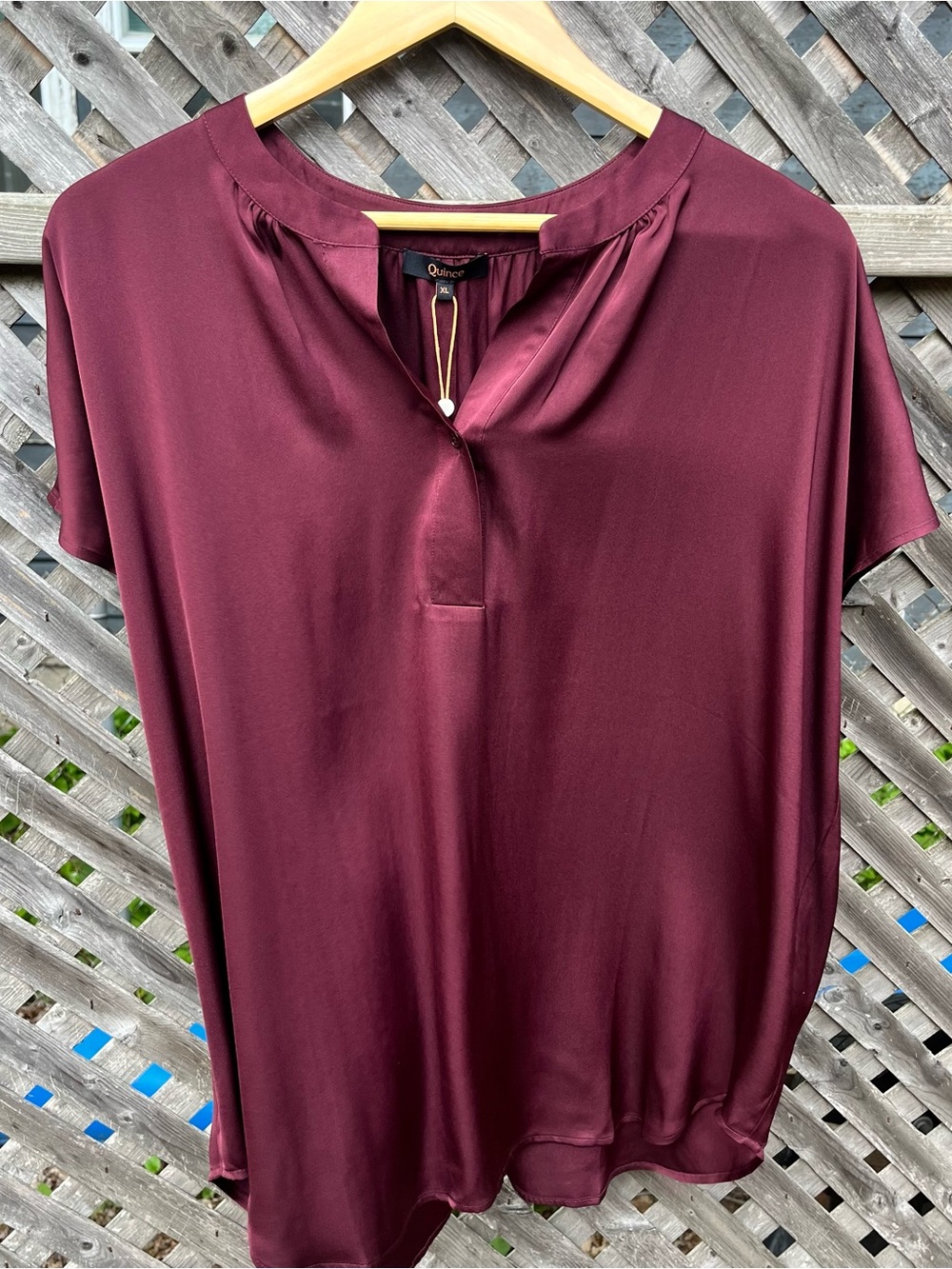 NWT Quince Washable Stretch Silk Dolman Sleeve Blouse Women’s XL Maroon - Picture 6 of 11